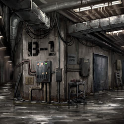 This is a pixiv picture whose title is ブルーヘヴンパーク内の地下通路.