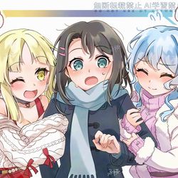 This is a pixiv picture whose title is 百合百合ここみさかのんサンドイッチ.