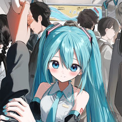 This is a pixiv picture whose title is 電車はいつもマスターの腕に.