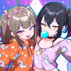 This is a pixiv picture whose title is 自撮りをするメスガキちゃんず.