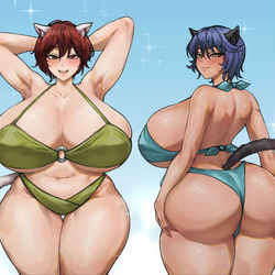 This is a pixiv picture whose title is Sanae and Kanae.