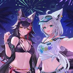 This is a pixiv picture whose title is ナイトプール.
