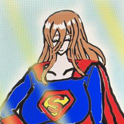 This is a pixiv picture whose title is スーパーガール・中野三玖💙✨🦸‍♀️✨💙.