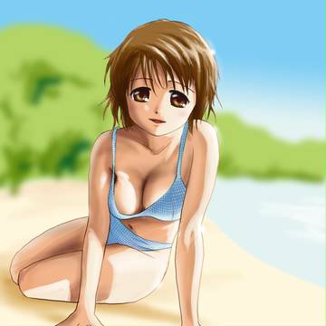 浜辺で水着