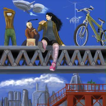 自転車が自立してるのは未来の不思議パワー