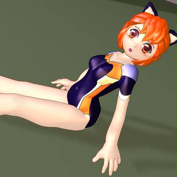 ラメ入競泳水着ネコミミ付