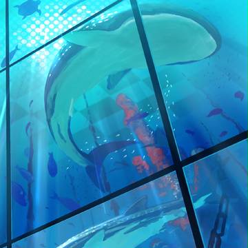 見上げる青い世界