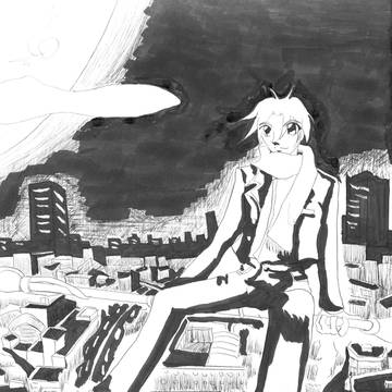 空飛ぶ少年。