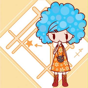 迷子の水色アフロちゃん