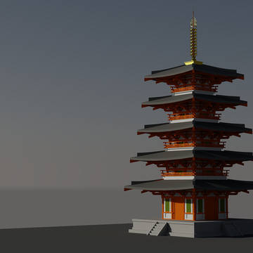 法隆寺五重塔（元興寺の小塔から推定される本来の形状）