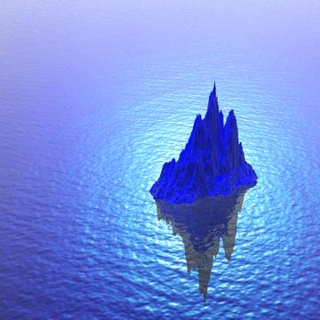 海に浮かぶ青い山