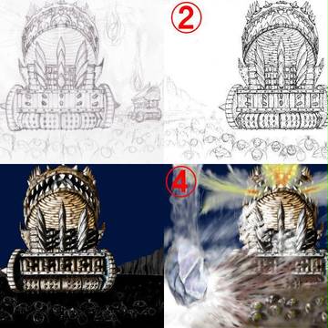 【線画】メテオVSオーク戦車【完成】