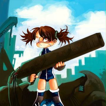 Girl with big gun