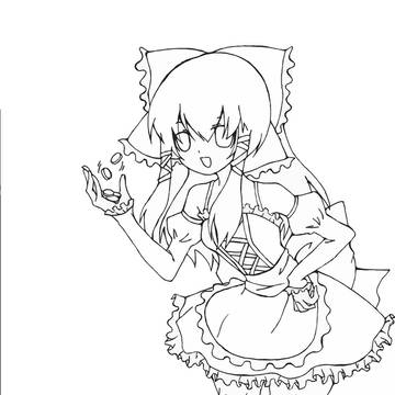 霊夢メイド線画
