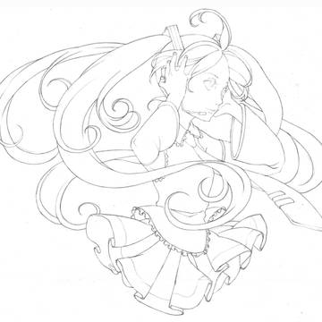 初音ミクの線画
