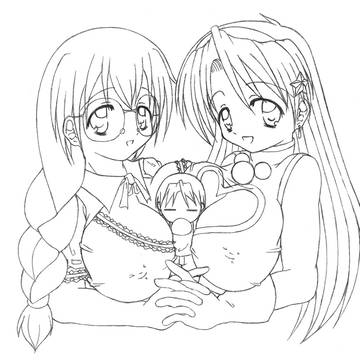 ふにふにアテナ＆薫(線画)