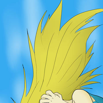 風を受ける人
