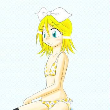 ニーソ脱ぐの忘れて水着を着てしまったリン