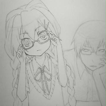 めがね×三つ編み×夏服（色塗り希望）