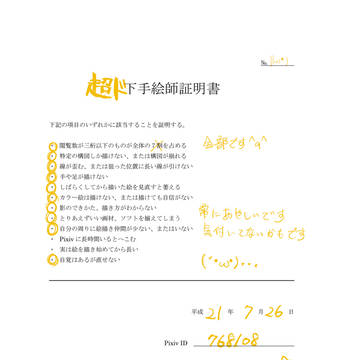 下手絵師証明書