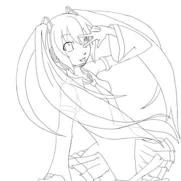 ミク線画