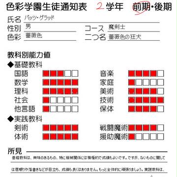 【色彩学園】バッツの通知表