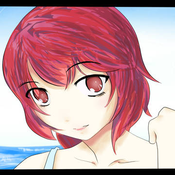 赤髪女子。海にて