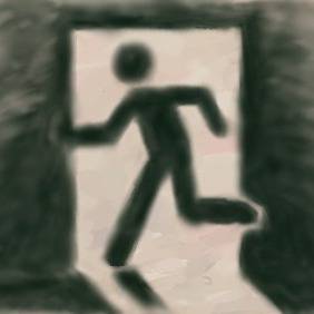 水墨画風の非常口