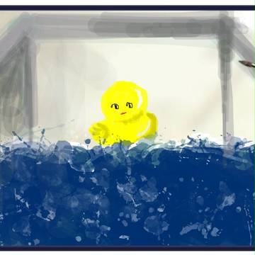 浴槽に浸るアヒル