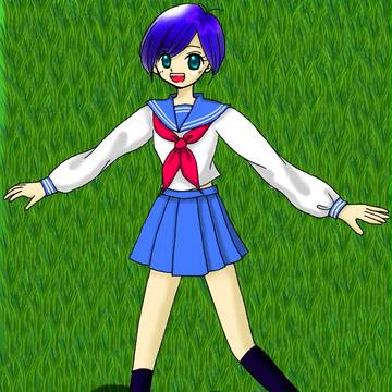制服で河原へ