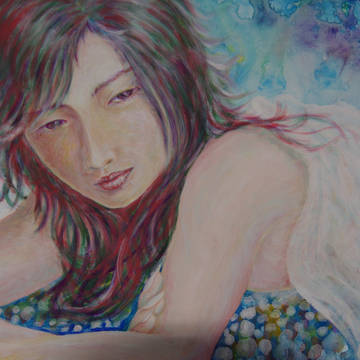 女　手描き　アクリル-1