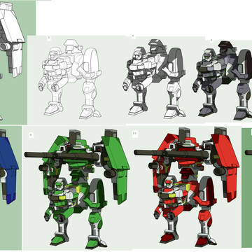 ロボ メカ 線画 カラーバリエーション
