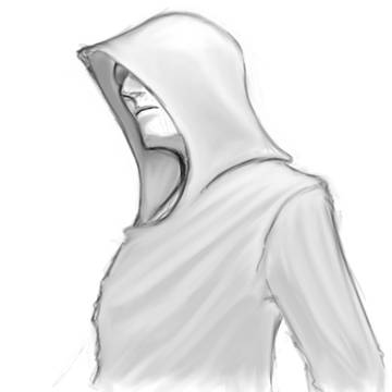 フードの男