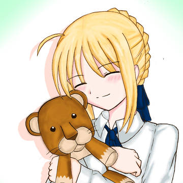ぬいぐるみ抱いて幸せそうな騎士王様