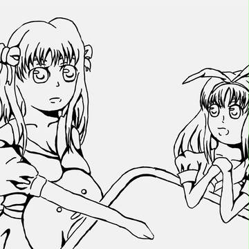 咲より原村和と天江衣（線画のみ）