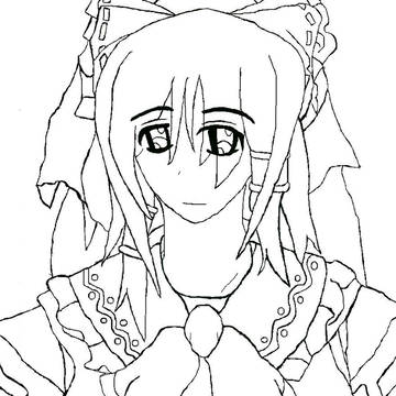 「CG練習」「其の６」「塗り絵風イラスト・博麗霊夢」