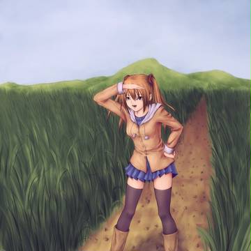 少女は、遠くに見える