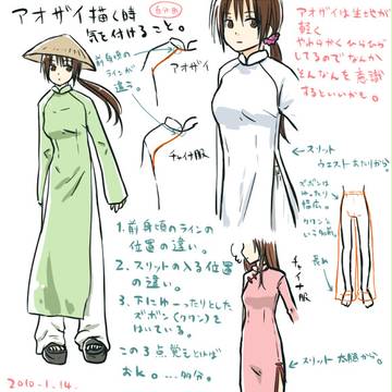 アオザイを描く時に