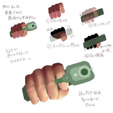 手　その19　【銃を持つ手・正面】