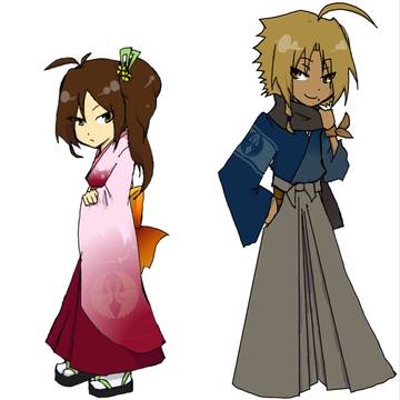 【ピクセンお年始集合絵】葉上りょう、葉上清隆【茶嶽の国】