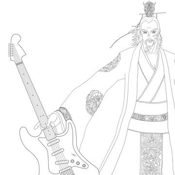 曹操　ギターを取る。【模写】