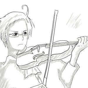 バイオリンを弾く…