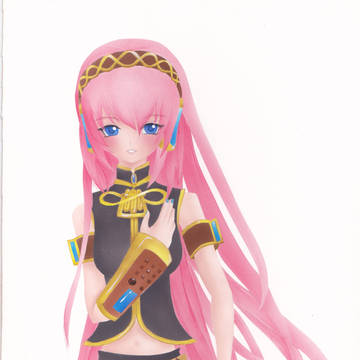 アクリル絵の具で巡音ルカさん