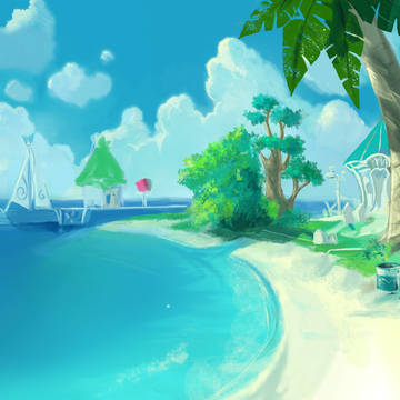 臨摹場景--海滩