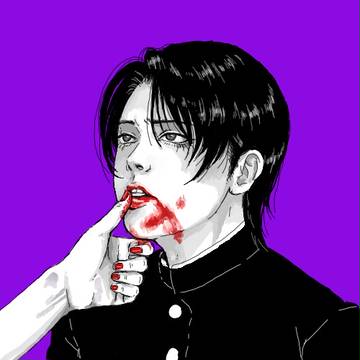 口紅で汚された顔