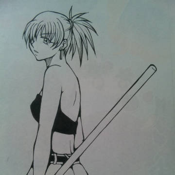 長物を持つ女