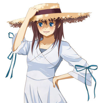 麦わら+白ワンピ