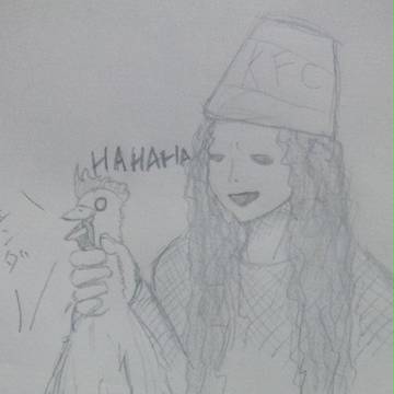 バケツ頭とニワトリ