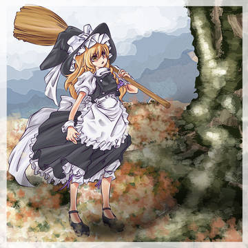 魔理沙さんが見上げているようです