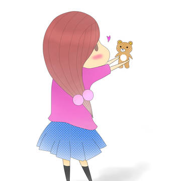 女の子とぬいぐるみ